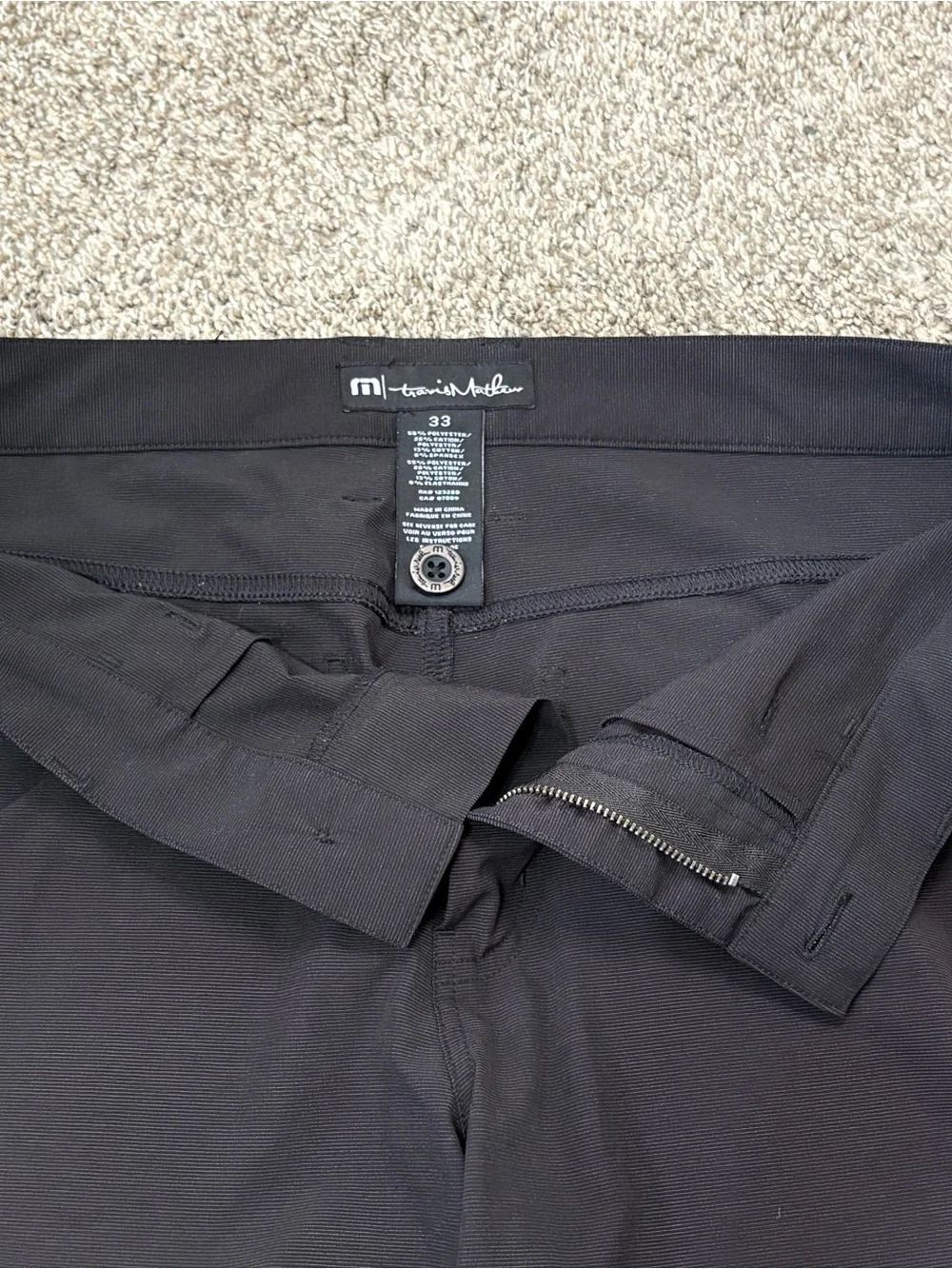 Mens Travis Mathew Open to Close Golf Pants 33x32 Black Performance Tech Stretch